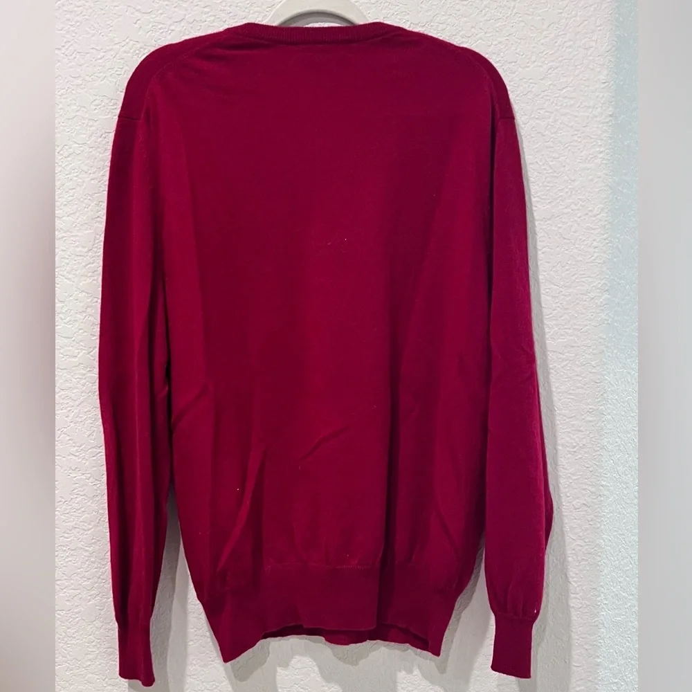 Daniel Cremieux Signature Collection Red Cashmere V-Neck Sweater | Size Large